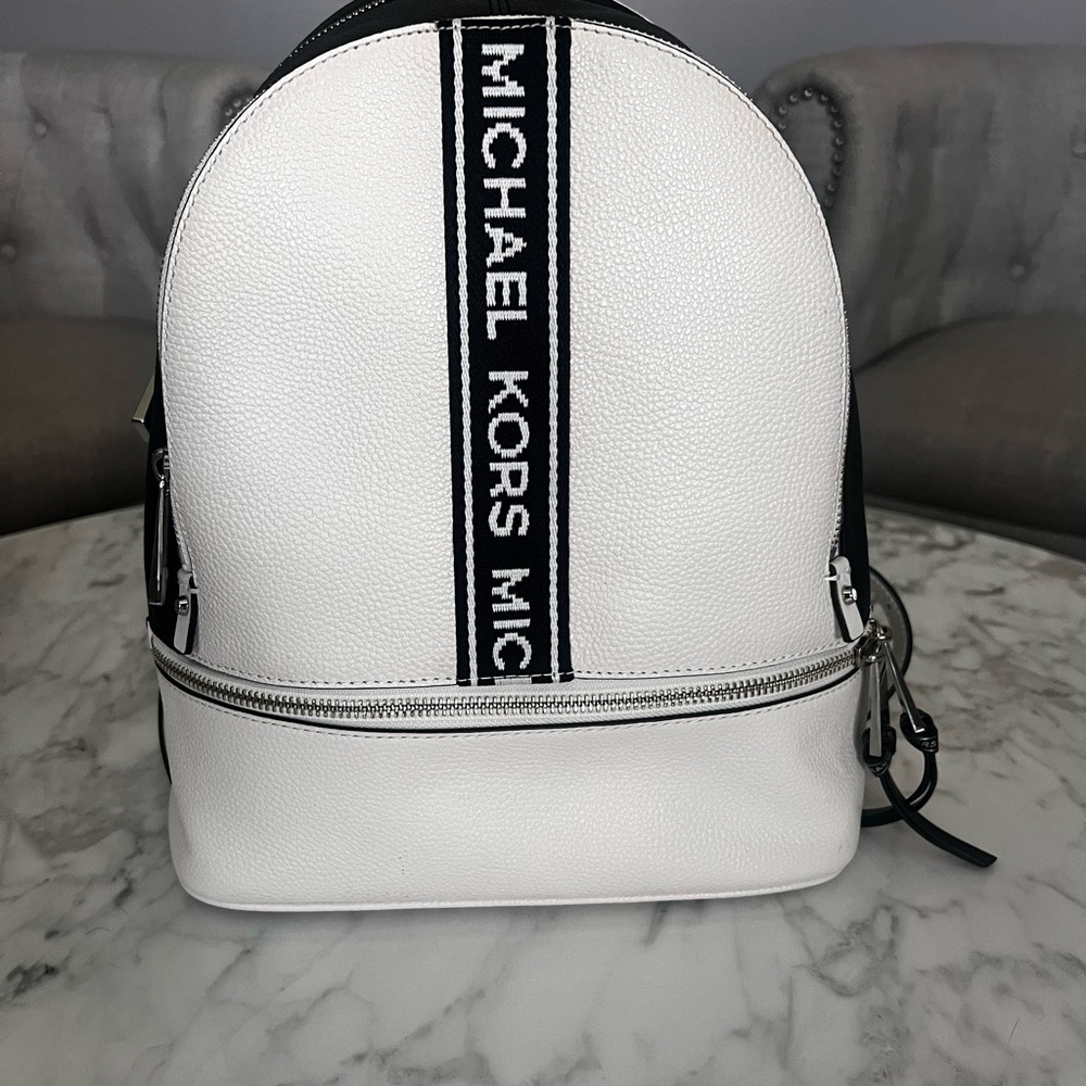 Michael Kors Gray and White Backpack